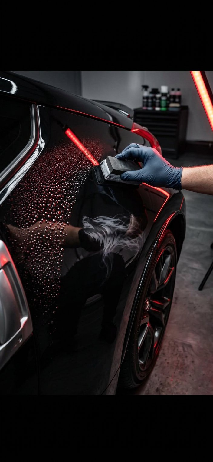 Ceramic coating application on glossy black paint